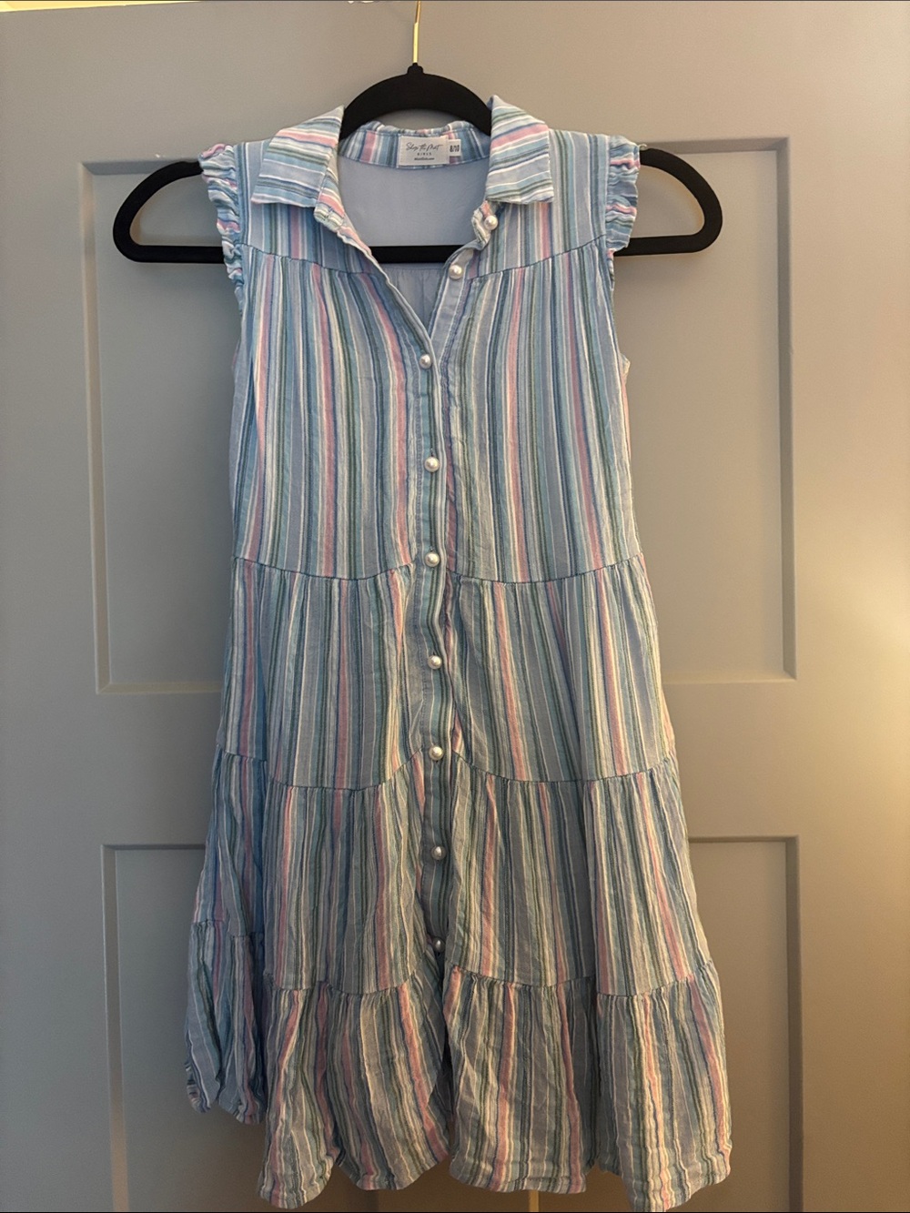 Shop the Mint Girls' Pastel Striped Button-Front Sundress